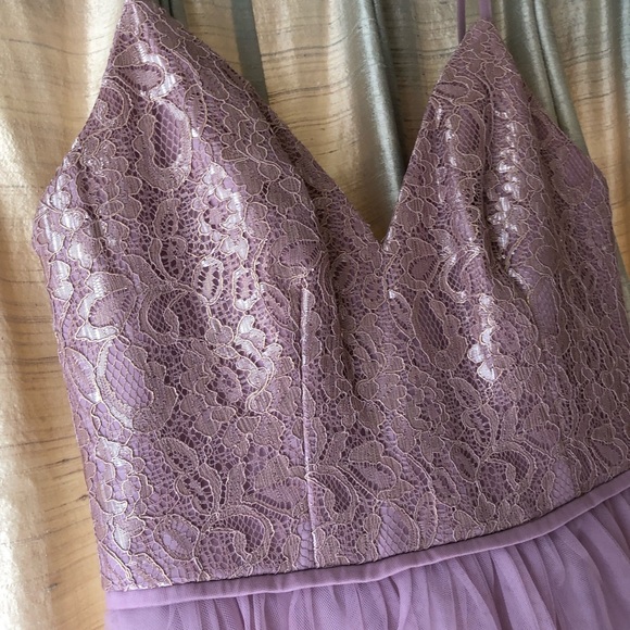 Metallic Lace and Tulle Short Bridesmaids Dress - Picture 2 of 4